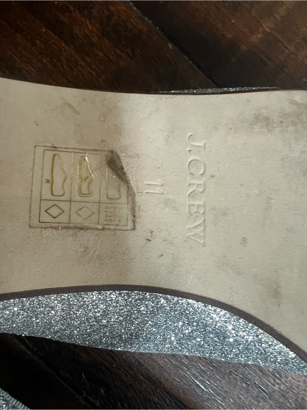 J. Crew Silver Glitter Smoking Loafer 11 Slip On Flats - Picture 4 of 8